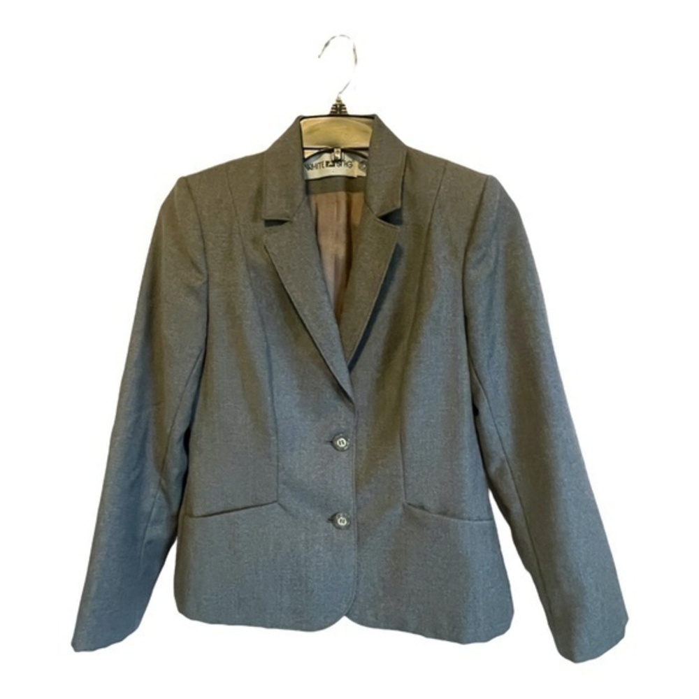 White Stag Womens Vintage Pure Virgin Wool Grey Fitted Blazer Size 7